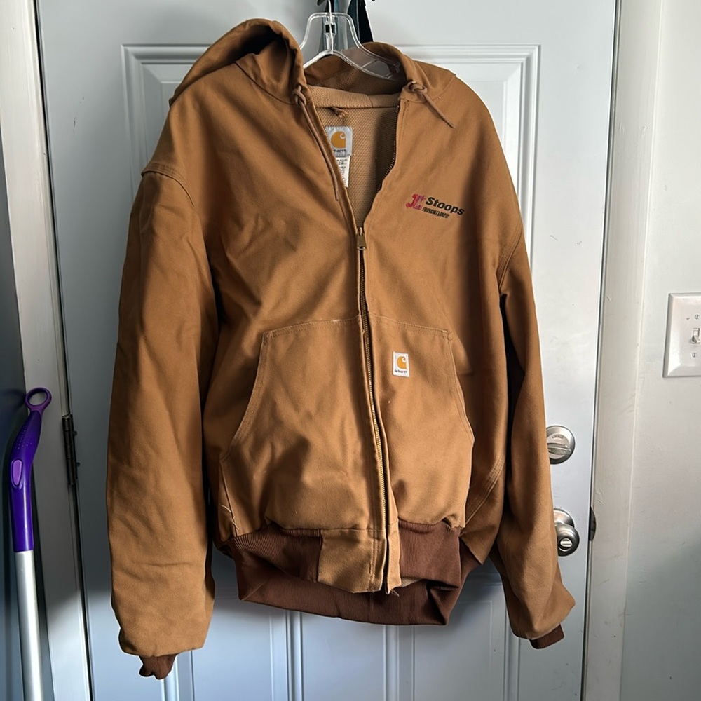 Vintage Made in USA Carhartt Embroidered Winter Jacket Chore Coat Mens Large